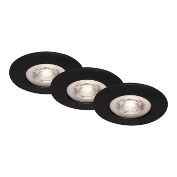 Briloner - CONJUNTO 3x Foco de encastrar de casa de banho LED LED/4,9W/230V IP44 preto