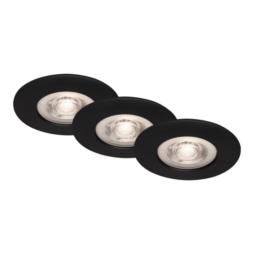 Briloner - CONJUNTO 3x Foco de encastrar de casa de banho LED LED/4,9W/230V IP44 preto