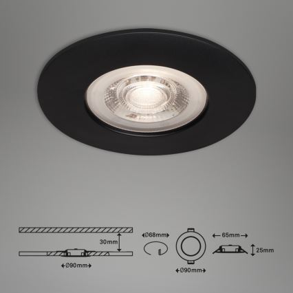 Briloner - CONJUNTO 3x Foco de encastrar de casa de banho LED LED/4,9W/230V IP44 preto