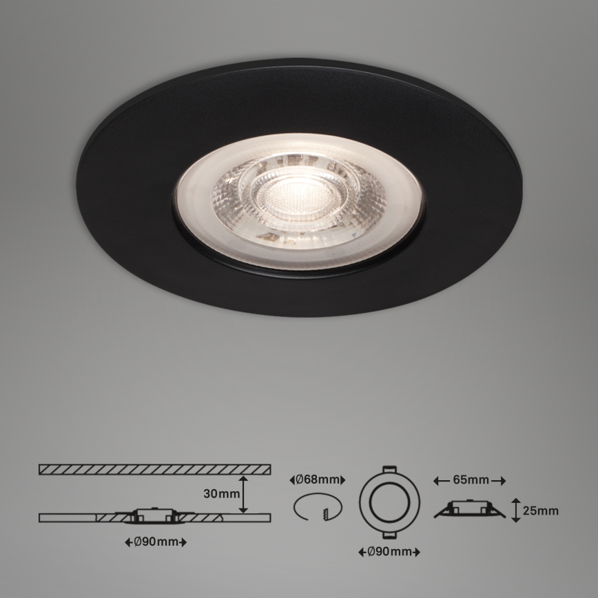 Briloner - CONJUNTO 3x Foco de encastrar de casa de banho LED LED/4,9W/230V IP44 preto