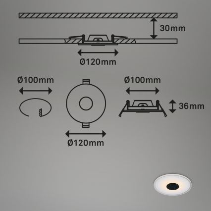 Briloner - CONJUNTO 3x Foco de encastrar de casa de banho LED LED/6W/230V IP44 preto