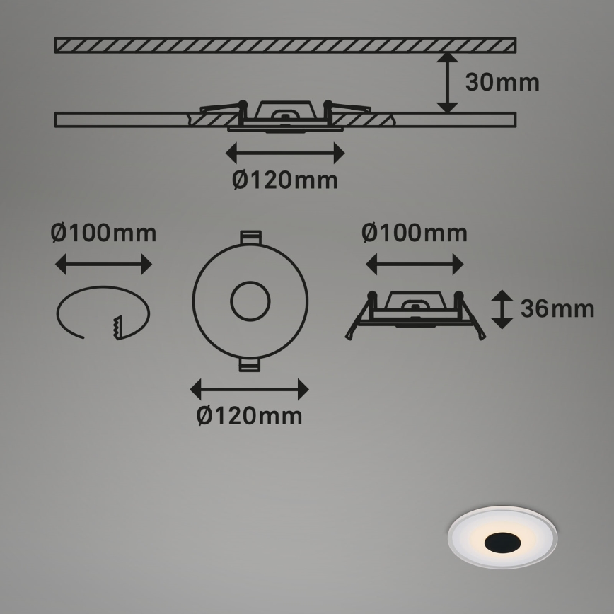 Briloner - CONJUNTO 3x Foco de encastrar de casa de banho LED LED/6W/230V IP44 preto