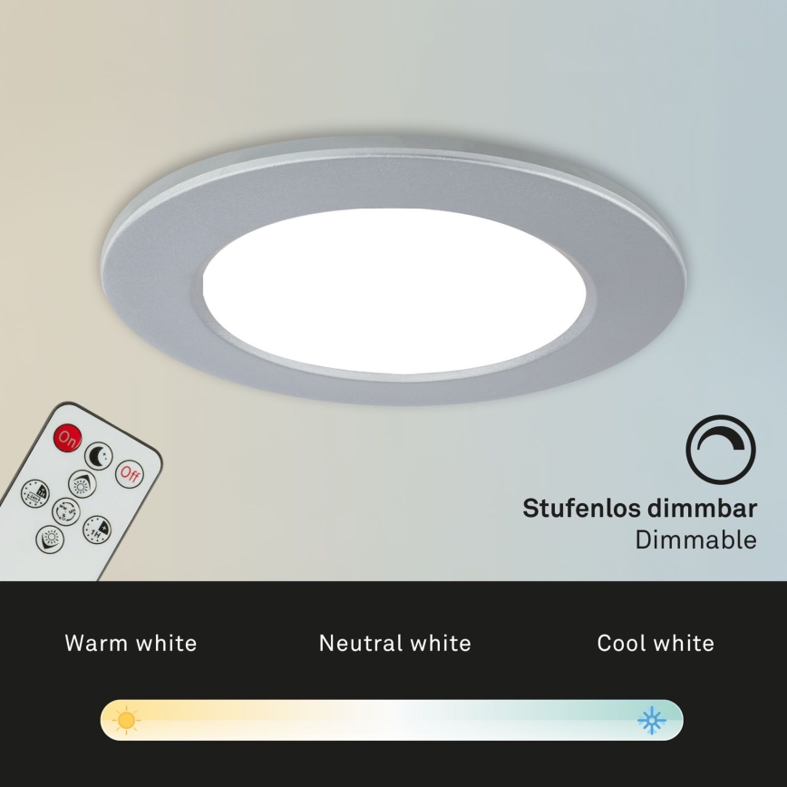 Briloner - CONJUNTO 3x Foco de encastrar de casa de banho LED com regulação LED/4,8W/230V 3000-6500K IP44 + controlo remoto