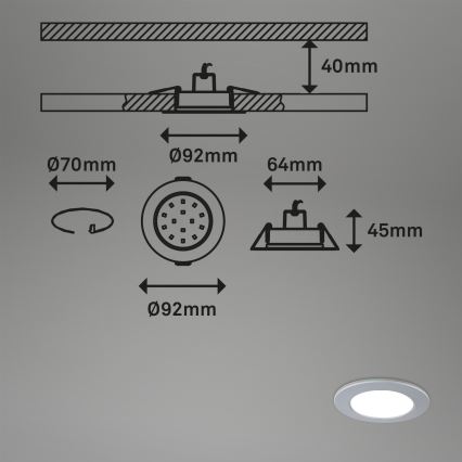 Briloner - CONJUNTO 3x Foco de encastrar de casa de banho LED com regulação LED/4,8W/230V 3000-6500K IP44 + controlo remoto