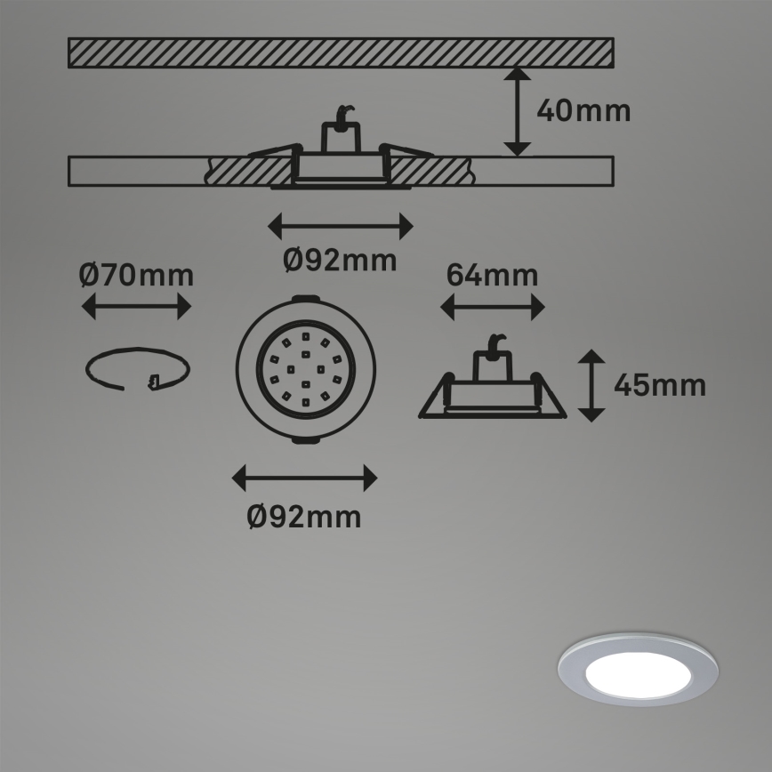 Briloner - CONJUNTO 3x Foco de encastrar de casa de banho LED com regulação LED/4,8W/230V 3000-6500K IP44 + controlo remoto