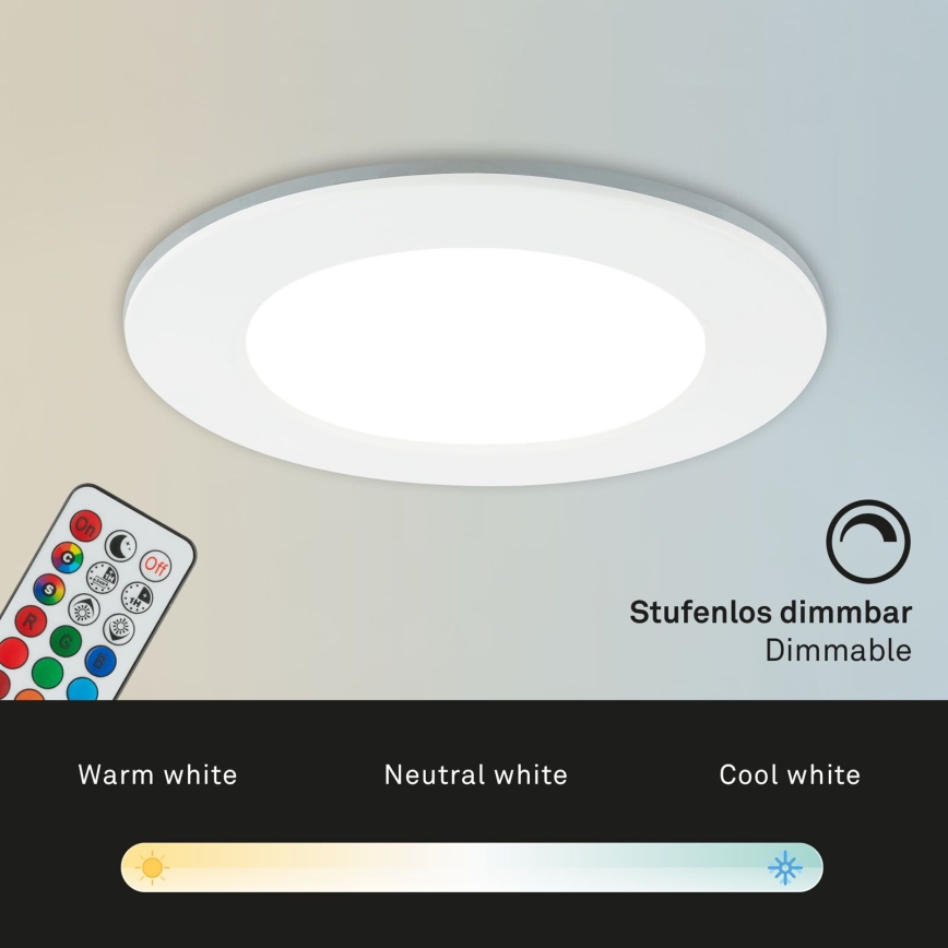 Briloner - CONJUNTO 3x RGBW Foco de encastrar de casa de banho LED com regulação LED/4,8W/230V 3000-6500K IP65 + controlo remoto