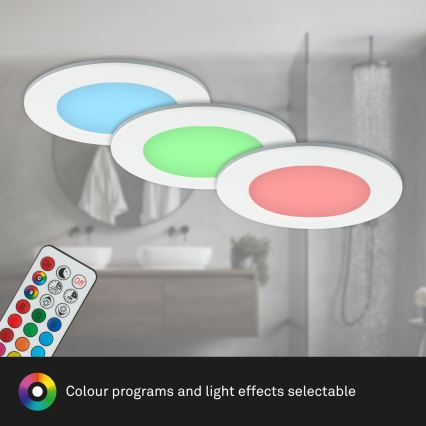 Briloner - CONJUNTO 3x RGBW Foco de encastrar de casa de banho LED com regulação LED/4,8W/230V 3000-6500K IP65 + controlo remoto