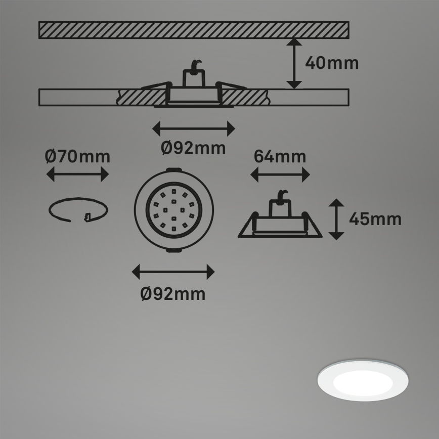 Briloner - CONJUNTO 3x RGBW Foco de encastrar de casa de banho LED com regulação LED/4,8W/230V 3000-6500K IP65 + controlo remoto