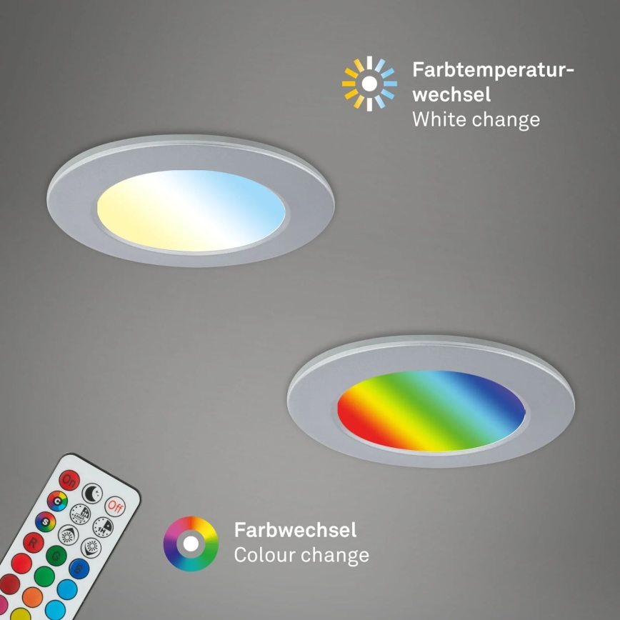 Briloner - CONJUNTO 3x LED RGBW Foco de encastrar de casa de banho com regulação LED/4,8W/230V 3000-6500K IP65 + controlo remoto