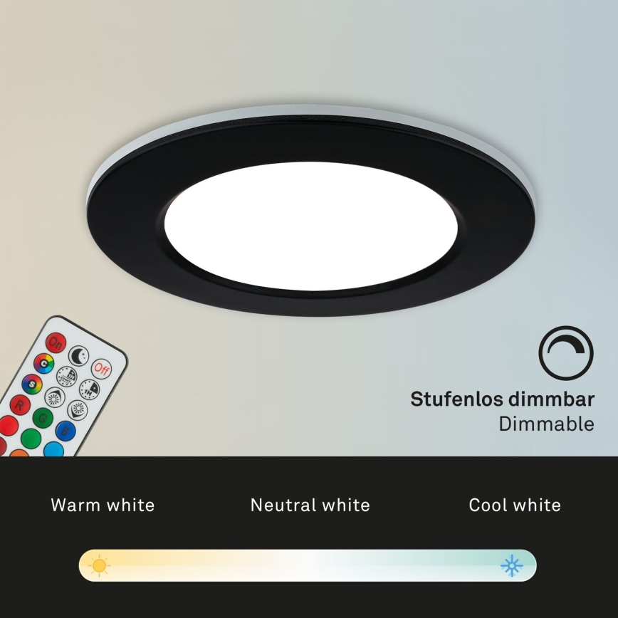 Briloner - CONJUNTO 3x LED RGBW Foco de encastrar de casa de banho com regulação LED/4,8W/230V 3000-6500K IP65 + controlo remoto