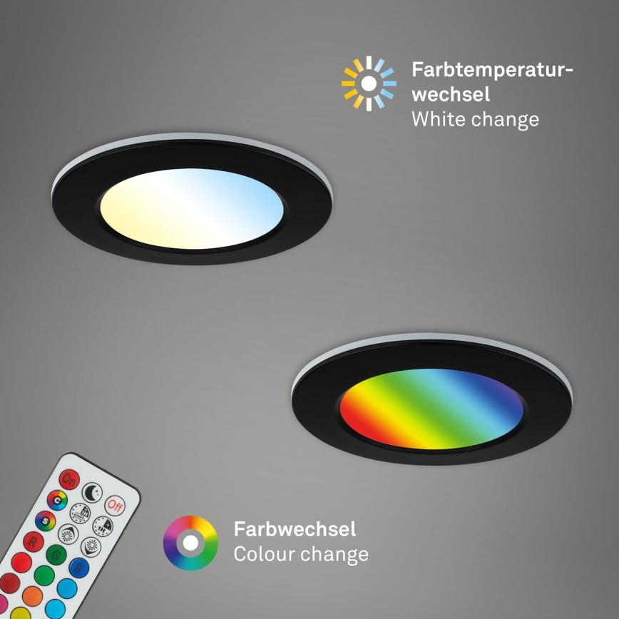 Briloner - CONJUNTO 3x LED RGBW Foco de encastrar de casa de banho com regulação LED/4,8W/230V 3000-6500K IP65 + controlo remoto