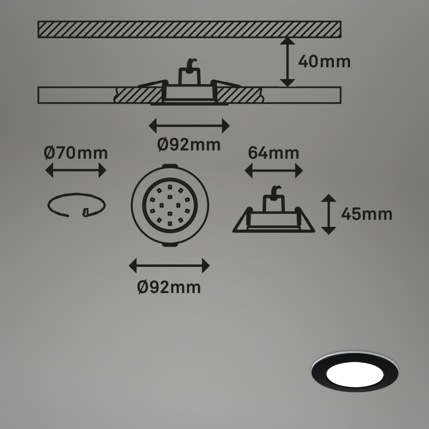Briloner - CONJUNTO 3x LED RGBW Foco de encastrar de casa de banho com regulação LED/4,8W/230V 3000-6500K IP65 + controlo remoto