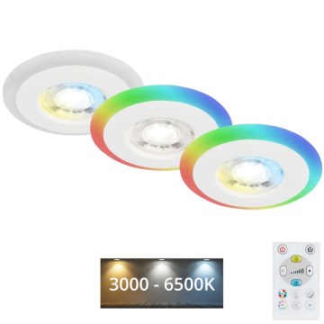 Briloner - CONJUNTO 3x LED RGBW Foco de encastrar de casa de banho com regulação LED/5W/230V 3000-6500K IP44 + controlo remoto