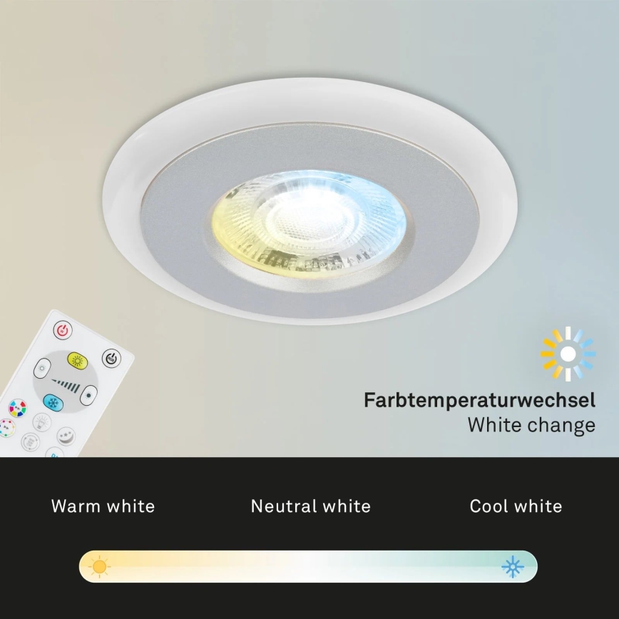 Briloner - CONJUNTO 3x LED RGBW Foco de encastrar de casa de banho com regulação LED/5W/230V 3000-6500K IP44 + controlo remoto