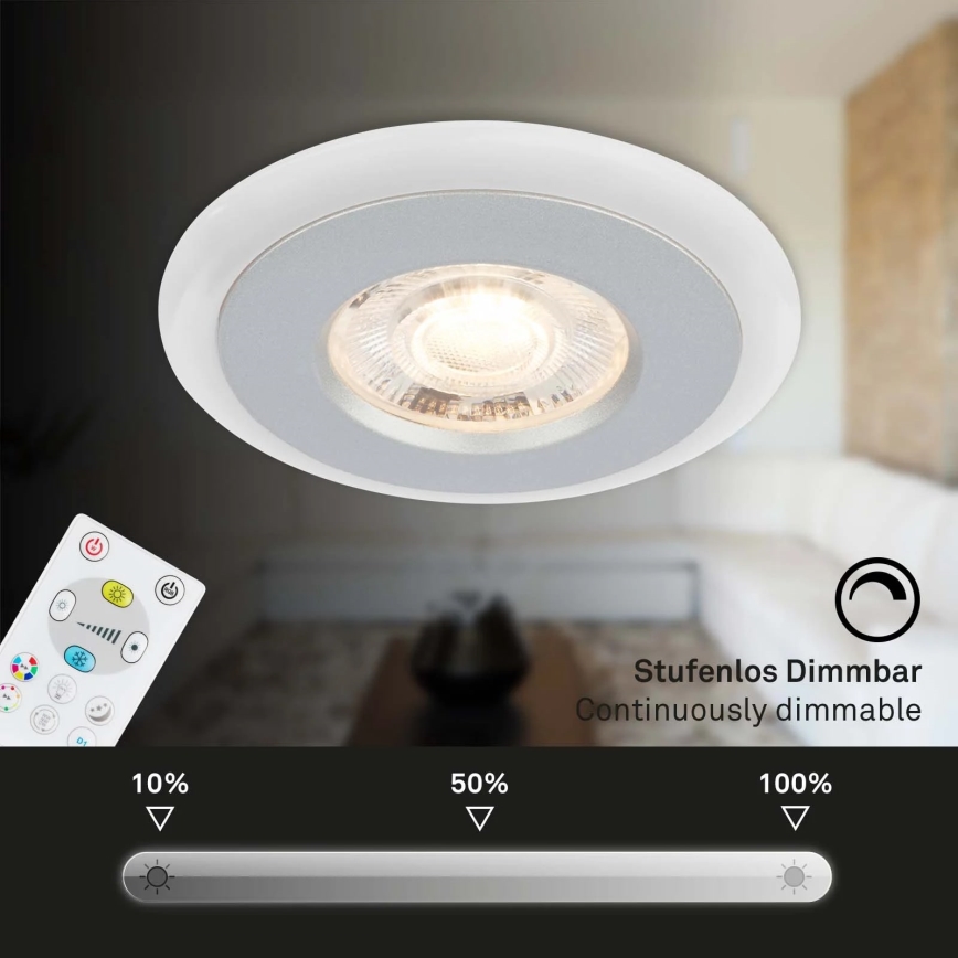 Briloner - CONJUNTO 3x LED RGBW Foco de encastrar de casa de banho com regulação LED/5W/230V 3000-6500K IP44 + controlo remoto