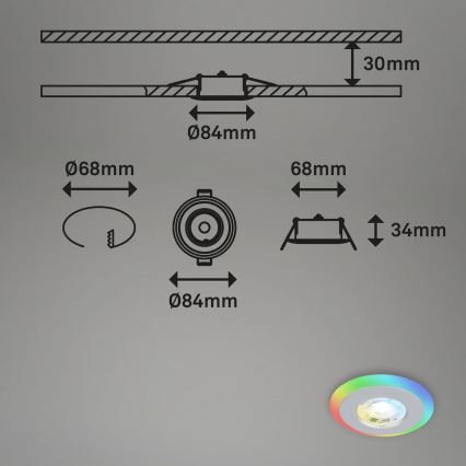 Briloner - CONJUNTO 3x LED RGBW Foco de encastrar de casa de banho com regulação LED/5W/230V 3000-6500K IP44 + controlo remoto