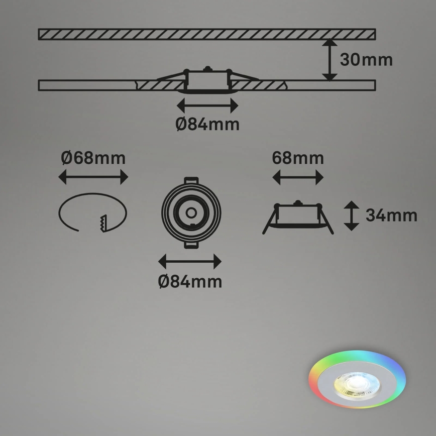 Briloner - CONJUNTO 3x LED RGBW Foco de encastrar de casa de banho com regulação LED/5W/230V 3000-6500K IP44 + controlo remoto