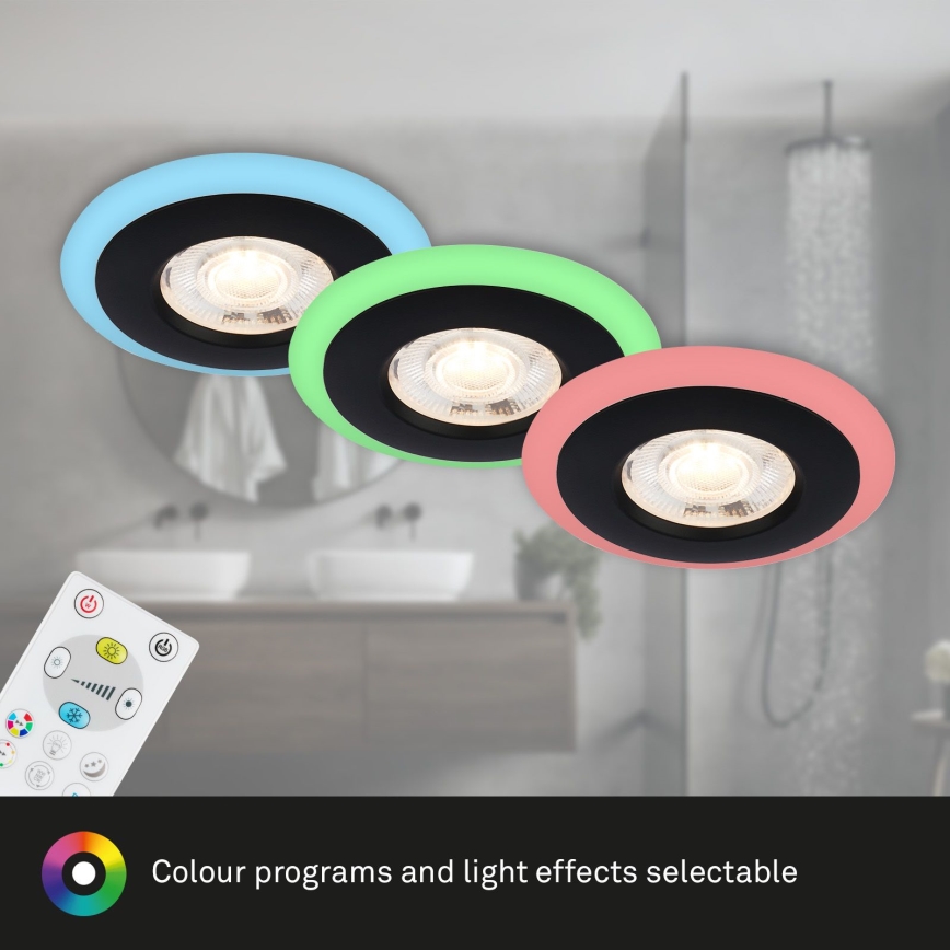 Briloner - CONJUNTO 3x LED RGBW Foco de encastrar de casa de banho com regulação LED/5W/230V 3000-6500K IP44 + controlo remoto