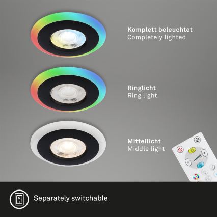 Briloner - CONJUNTO 3x LED RGBW Foco de encastrar de casa de banho com regulação LED/5W/230V 3000-6500K IP44 + controlo remoto