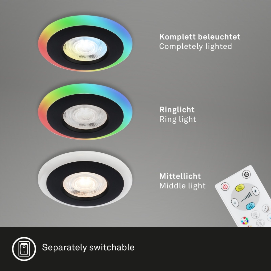Briloner - CONJUNTO 3x LED RGBW Foco de encastrar de casa de banho com regulação LED/5W/230V 3000-6500K IP44 + controlo remoto