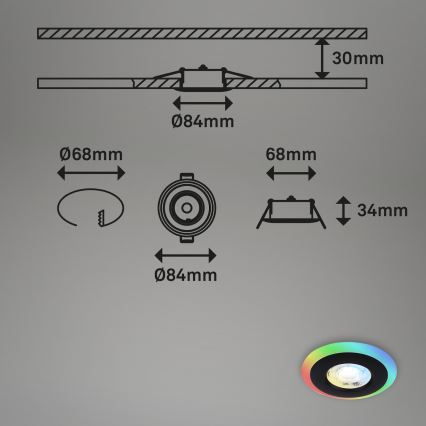 Briloner - CONJUNTO 3x LED RGBW Foco de encastrar de casa de banho com regulação LED/5W/230V 3000-6500K IP44 + controlo remoto