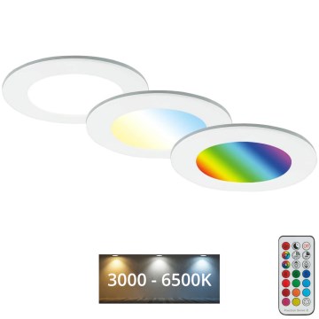 Briloner - CONJUNTO 3x RGBW Foco de encastrar de casa de banho LED com regulação LED/4,8W/230V 3000-6500K IP65 + controlo remoto