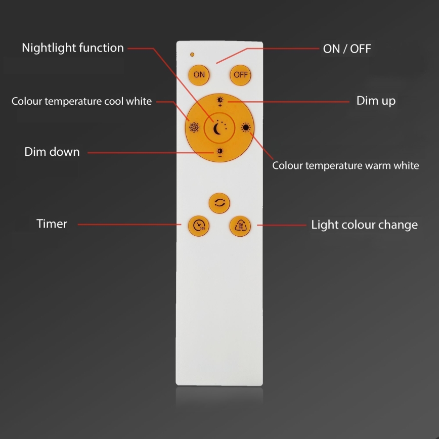Briloner - Iluminação de teto LED com regulação RIPPLE LED/24W/230V 3000-6500K + controlo remoto