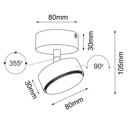 Brosline - Spot direcionável 1xGX53/9W/230V preto