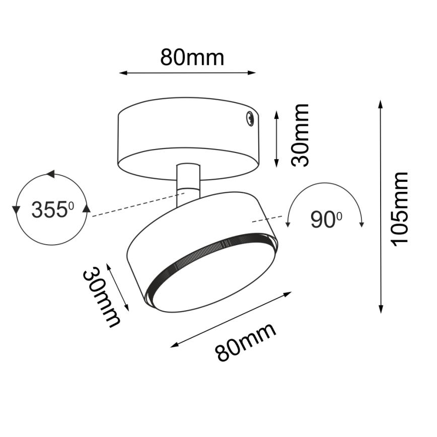 Brosline - Spot direcionável 1xGX53/9W/230V preto
