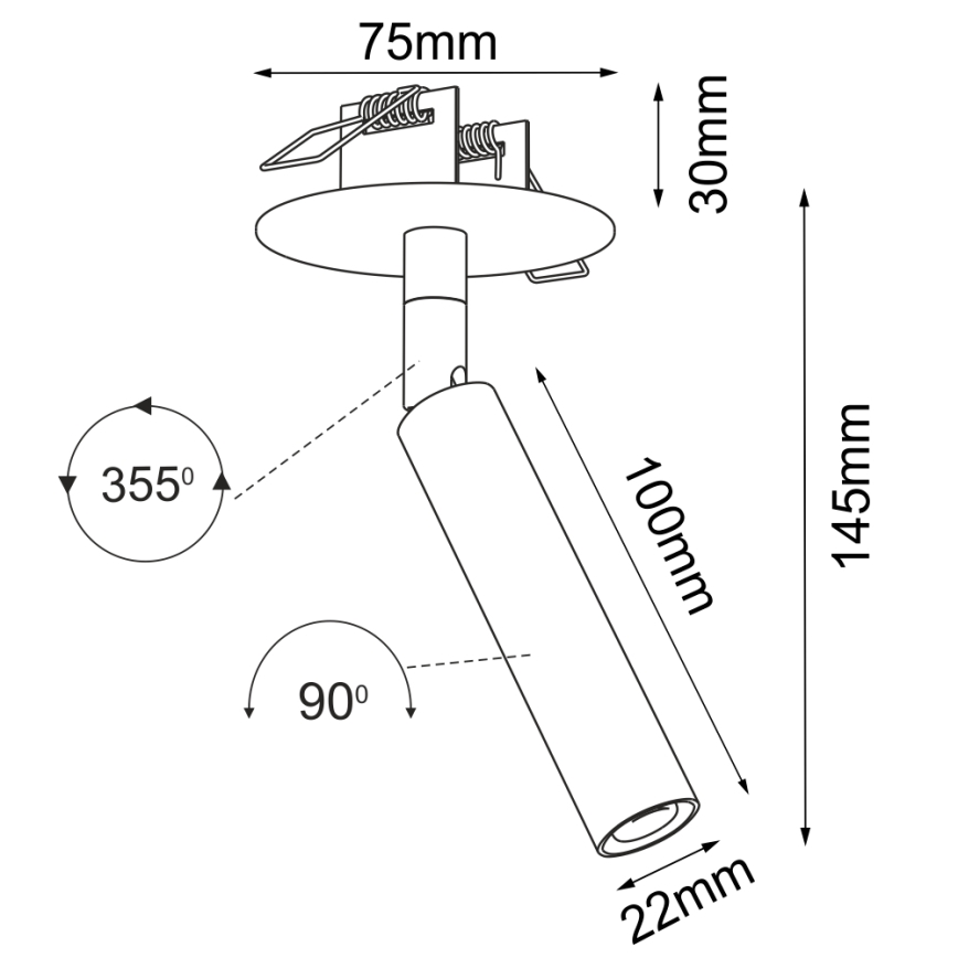 Brosline - Spot de embutir para teto 1xG9/2,5W/230V, preto