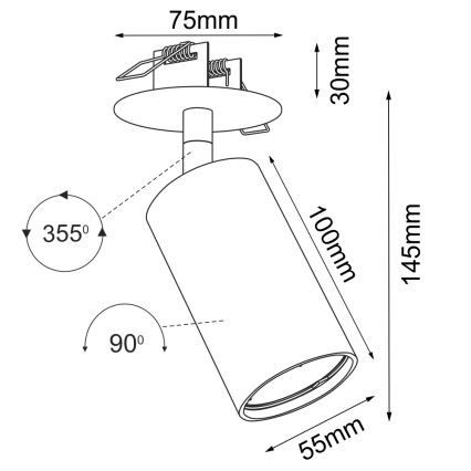 Brosline - Candeeiro de teto embutido 1xGU10/10W/230V, branco