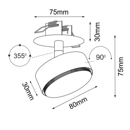 Brosline - Spot de tecto encastrado 1xGX53/9W/230V branco