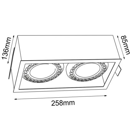 Brosline - Luminária de teto embutida 2xGU10/18W/230V preta