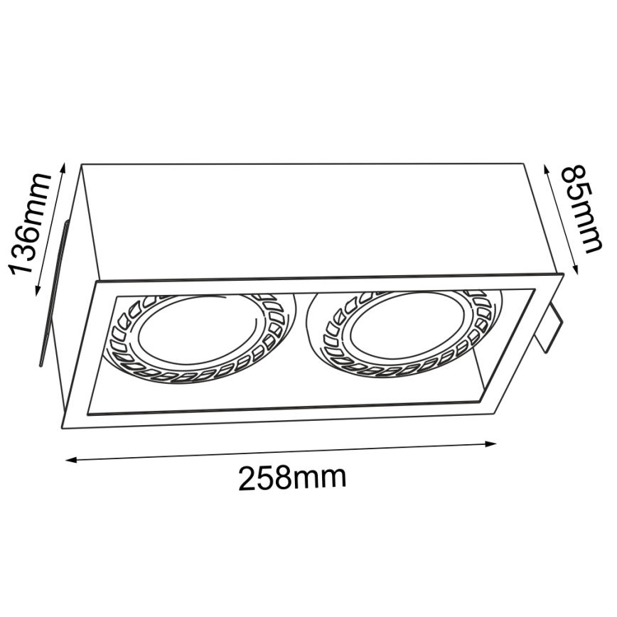 Brosline - Luminária de teto embutida 2xGU10/18W/230V preta