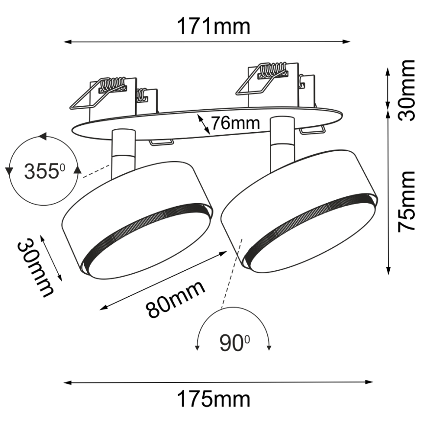 Brosline - Spot encastrado de tecto 2xGX53/9W/230V branco