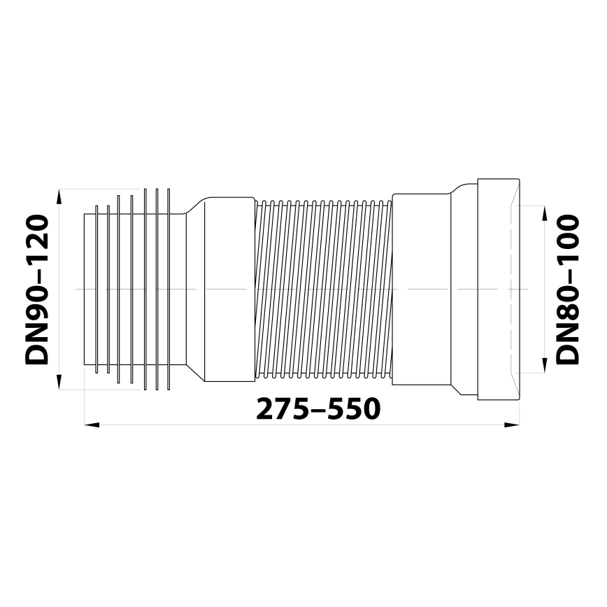 Bruckner - Conector flexível para sanita 27,5-55 cm branco