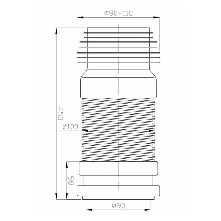 Bruckner - Conector flexível para sanita 45 cm branco/preto
