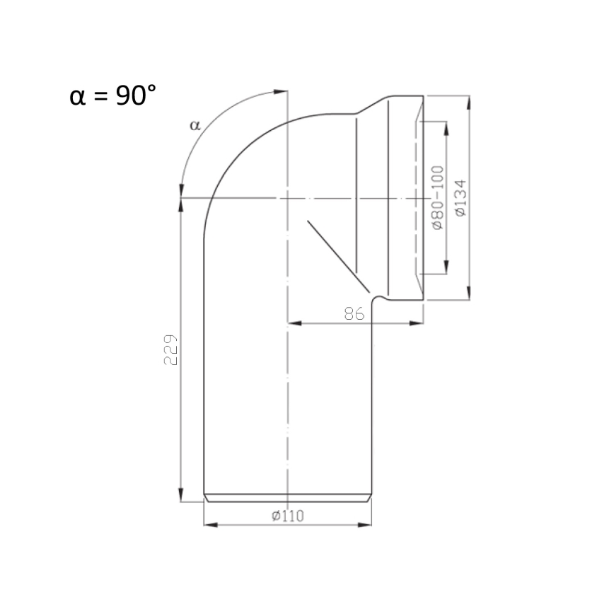 Bruckner - Conector para sanita de 90° 11 cm branco