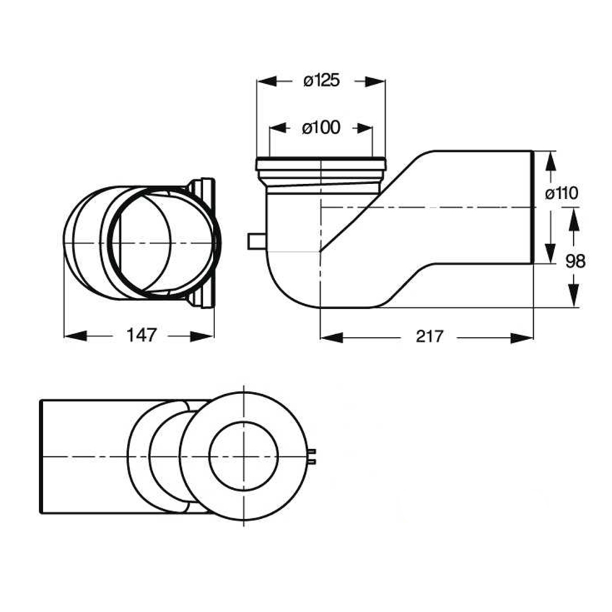 Bruckner - Conector para sanita de 90° Offset 11 cm branco