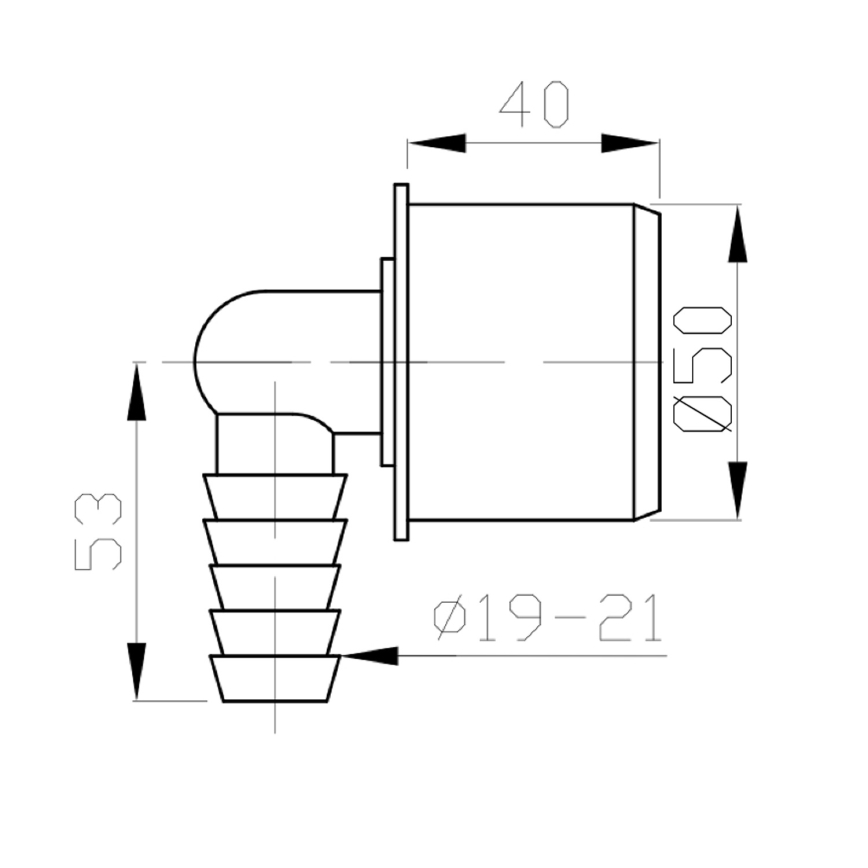 Bruckner - Extremidade de ligação da mangueira canto DN50 19-21 mm cinzento
