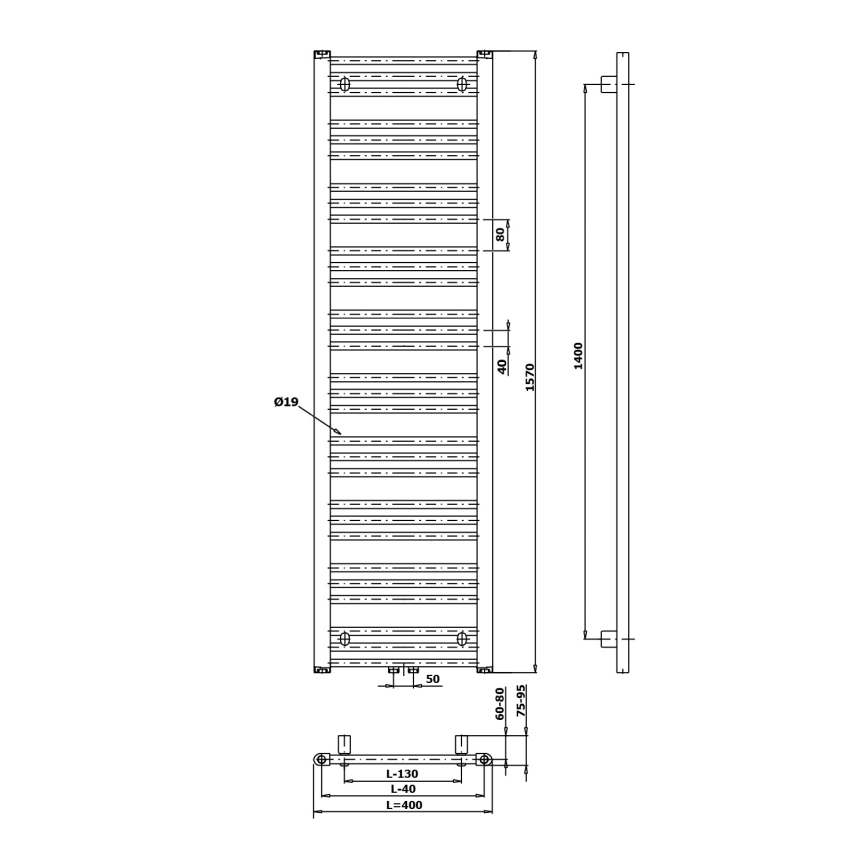 Bruckner - Radiador para casa de banho ALBRECHT 547W/230V 50x157 cm branco