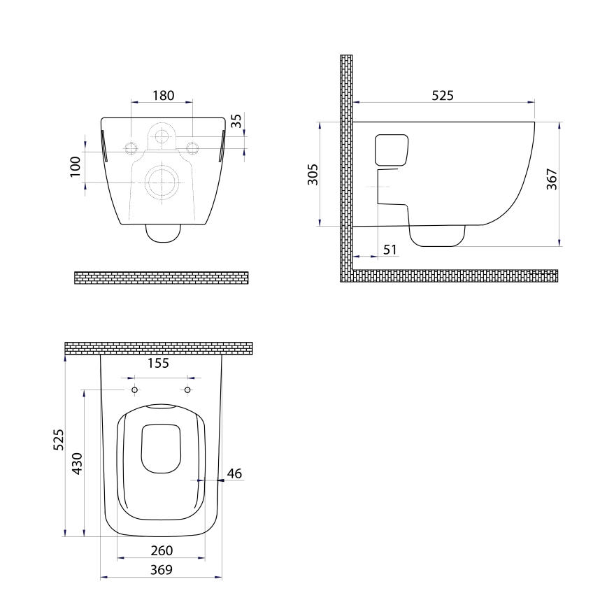 Bruckner - Sanita suspensa Rimless WALTER cerâmica/branco