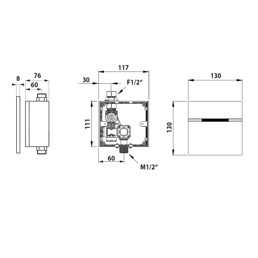Bruckner - Sensor de descarga de urinol 6V DC/4xAA aço inoxidável