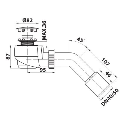 Bruckner - Sifão para base de duche DN40/50 branco/polido aço inoxidável