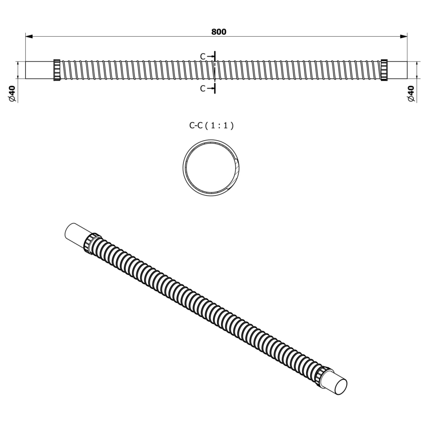 Bruckner - Tubo de ligação flexível 80 cm branco