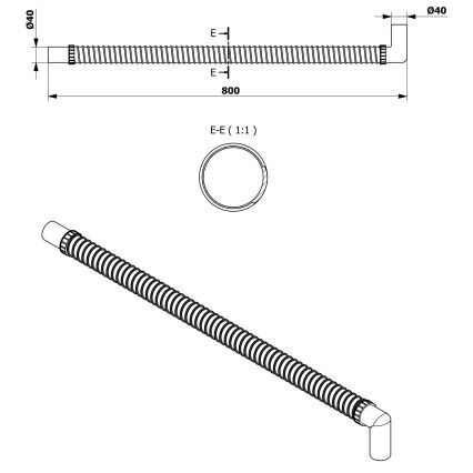Bruckner - Tubo de ligação flexível cotovelo 80 cm branco