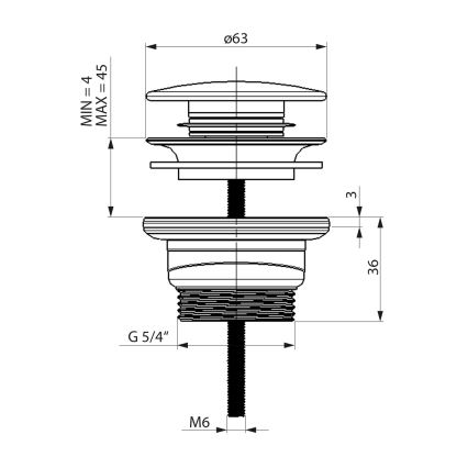 Bruckner - Válvula de drenagem CLICK-CLACK diâmetro 6,3 cm aço inoxidável
