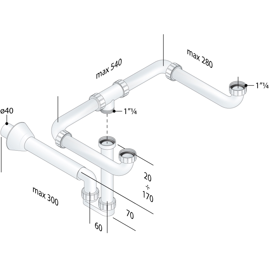 Bruckner - Válvula para lavatório duplo mobiliário MOSQUITO DN40 branco