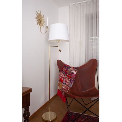 ByRydens - Candeeiro de chão LED ORLANDO 1xE27/5W/230V + LED/3W branco/dourado diâmetro 36 cm