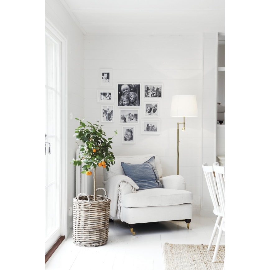 ByRydens - Candeeiro de chão LED ORLANDO 1xE27/5W/230V + LED/3W branco/dourado diâmetro 36 cm